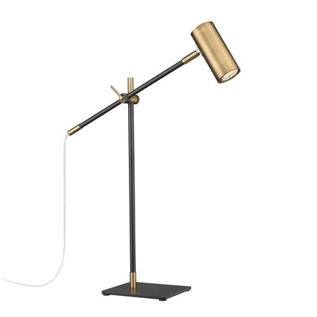 Z-LITE Calumet 1 Light Table Lamp, Matte Black & Olde Brass & Olde Brass 814TL-MB-OBR